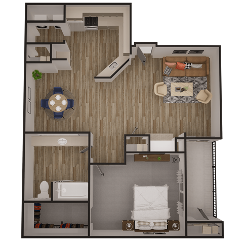 a floor plan of a 1 bedroom apartment